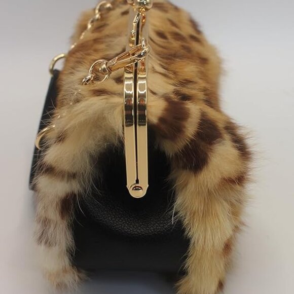 Neiman Marcus Elegant Light Coffee Leopard Print Handbag - Picture 5 of 7